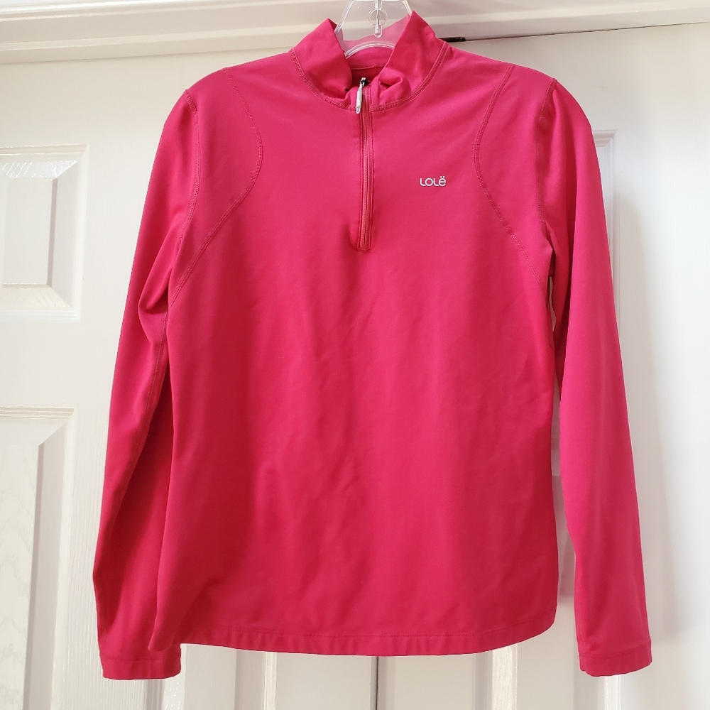 Lole Hot Pink Quarter Zip Pullover SMALL
